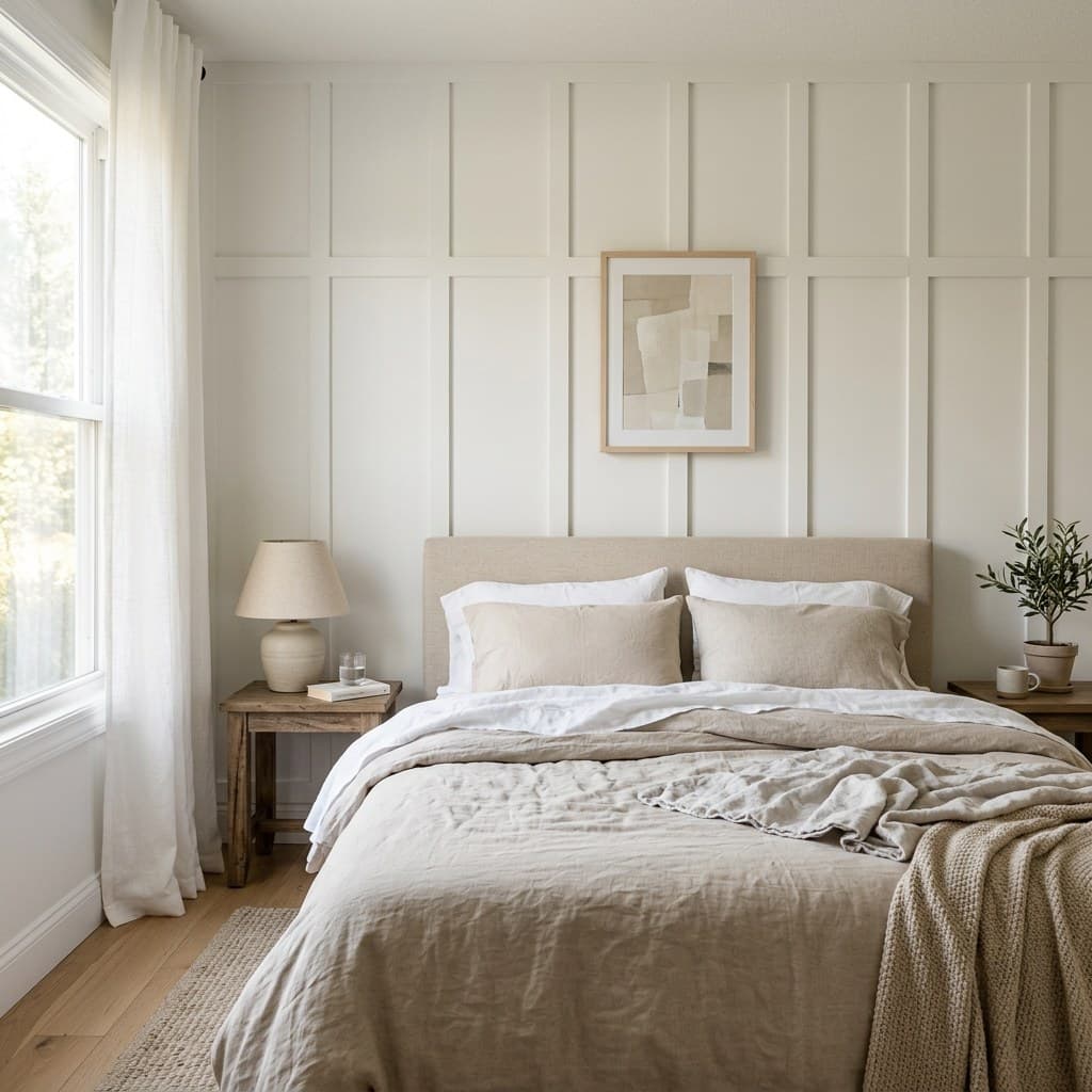 Primary bedroom board & batten in Brampton